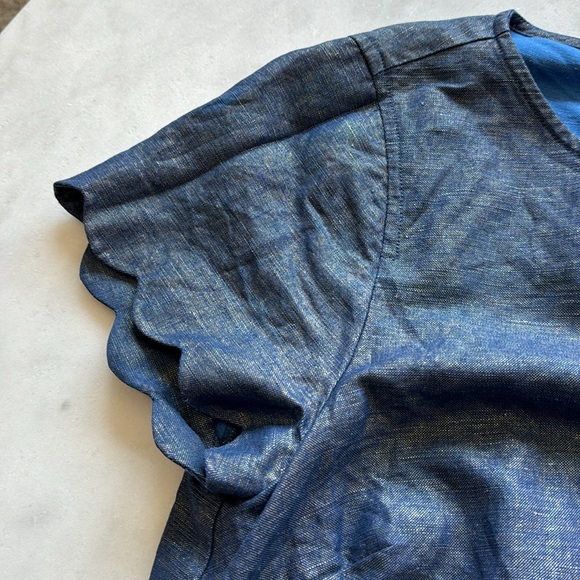 Vineyard Vines Shimmer Linen-Blend Scallop Top - Picture 8 of 11